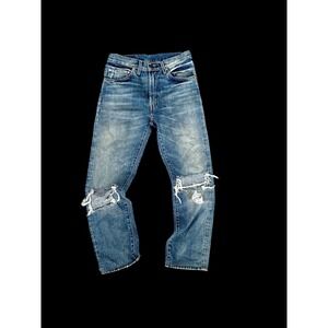 Levis Vintage LVC 505-0217 Selvedge Jeans Red Line Sz 28x27 Distressed